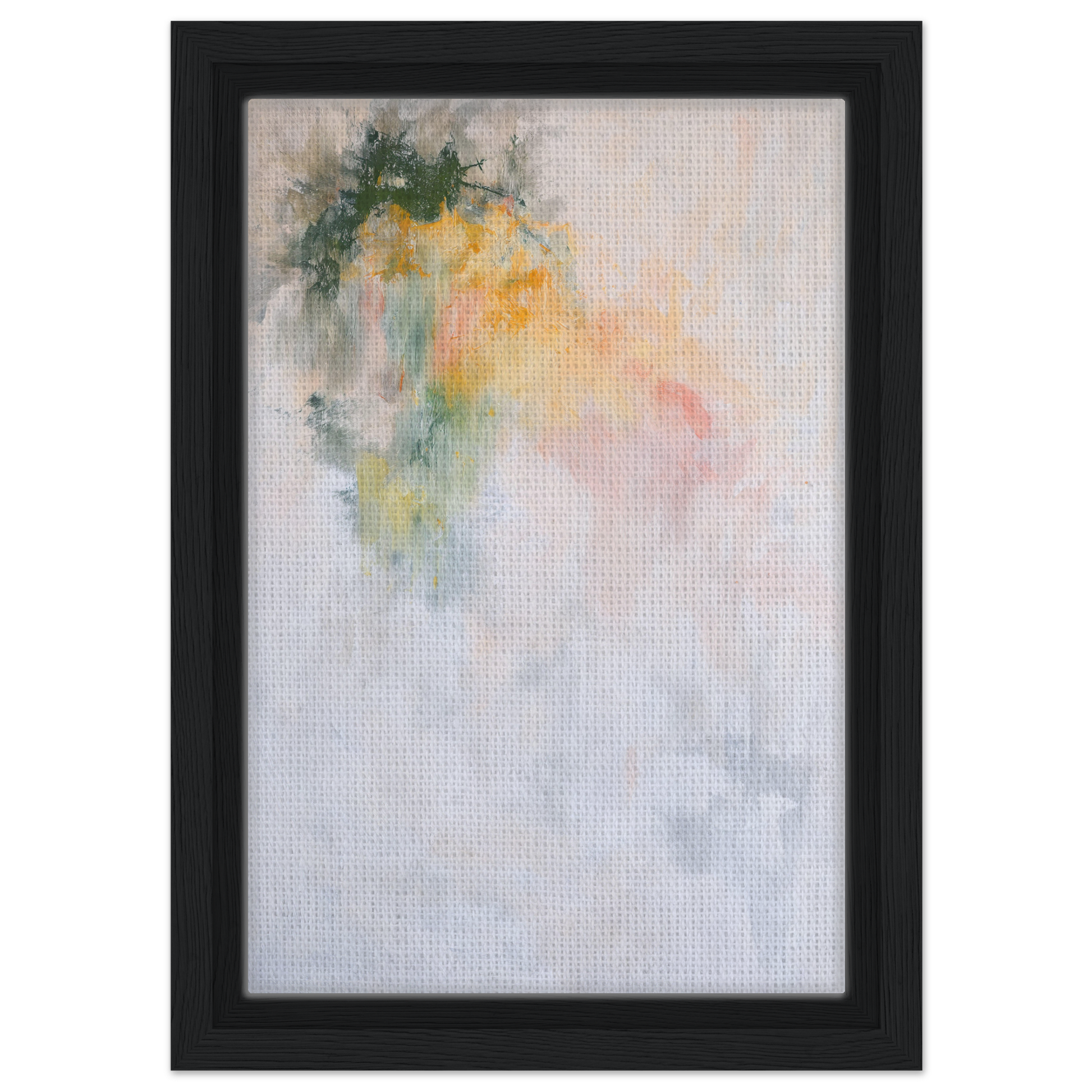 Abstract watercolor painting in soft pastel hues, framed as Color Dances Dreaming canvas wall art