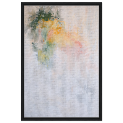 Abstract painting in soft yellow, green, and pink hues for Color Dances Dreaming canvas wall art