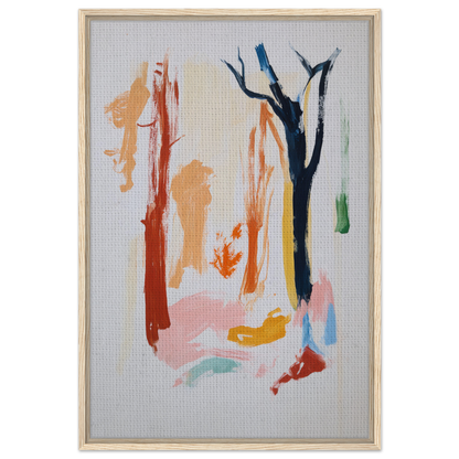 Abstract painting with colorful brushstrokes resembling trees for Color Frenzy Woods decor