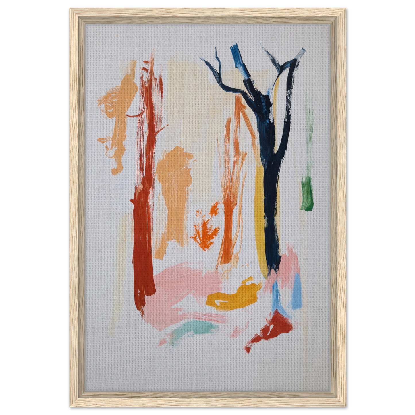 Abstract painting in Color Frenzy Woods showcasing vibrant, tree-like brushstrokes for room decor