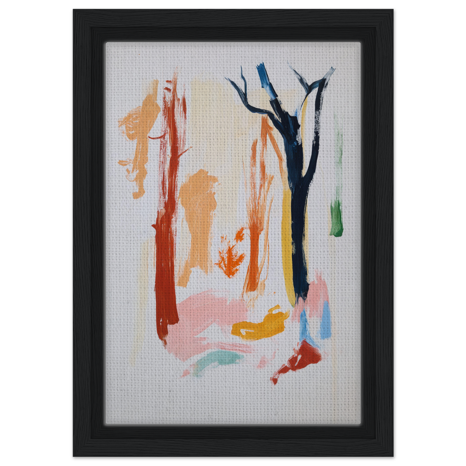 Abstract painting with vibrant brushstrokes inspired by trees in Color Frenzy Woods decor