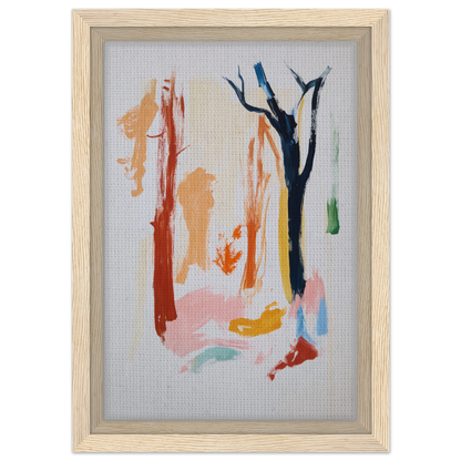 Abstract painting with colorful brushstrokes resembling trees for Color Frenzy Woods decor