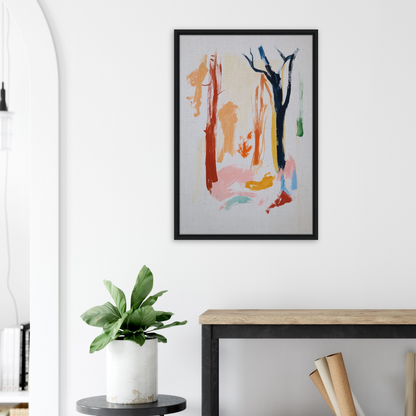 Abstract painting in a black frame, perfect for Color Frenzy Woods room decor