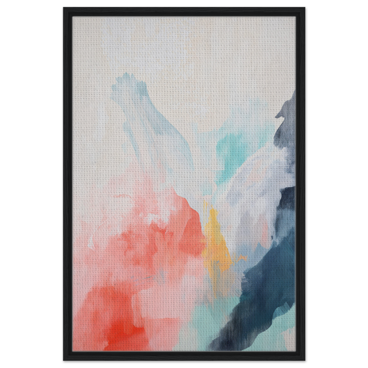 Abstract watercolor painting in soft pastels encased in the Coral Dreams Flowing frame