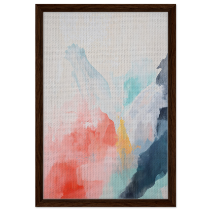 Abstract painting in soft pastel colors for Coral Dreams Flowing framed canvas print