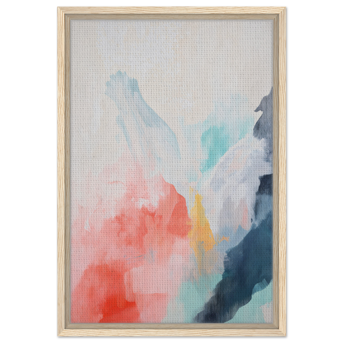 Abstract painting in coral, teal, and navy for Coral Dreams Flowing room decor