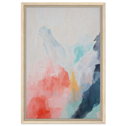 Abstract painting in coral, teal, and navy for Coral Dreams Flowing room decor