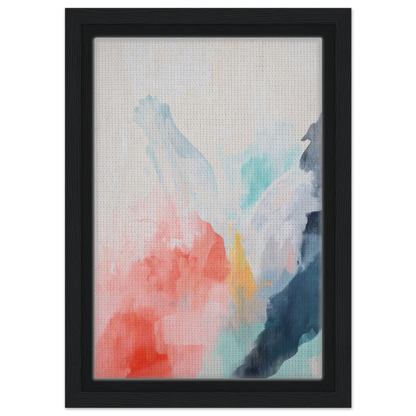 Abstract watercolor painting in soft pastel hues, framed, for Coral Dreams Flowing room decor