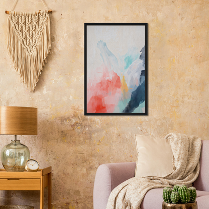 Framed abstract painting Coral Dreams Flowing in soft pastels for elegant room decor