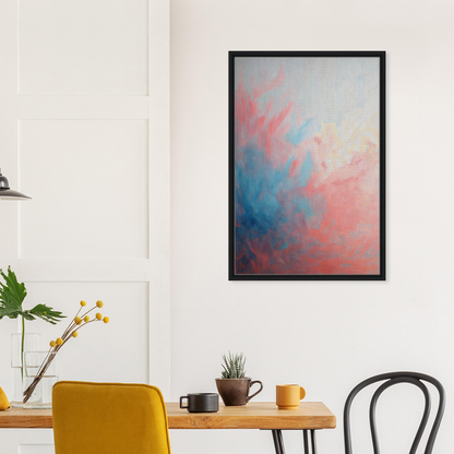 Framed canvas print of Coral Ethereal Whispers with soft pink and blue colors