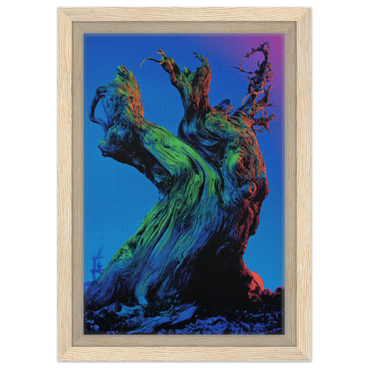 Gnarled tree with blue and green hues in Cosmic Arboreal Dream room decor