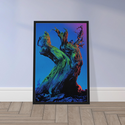 Colorful abstract painting of a twisted tree form for Cosmic Arboreal Dream room decor