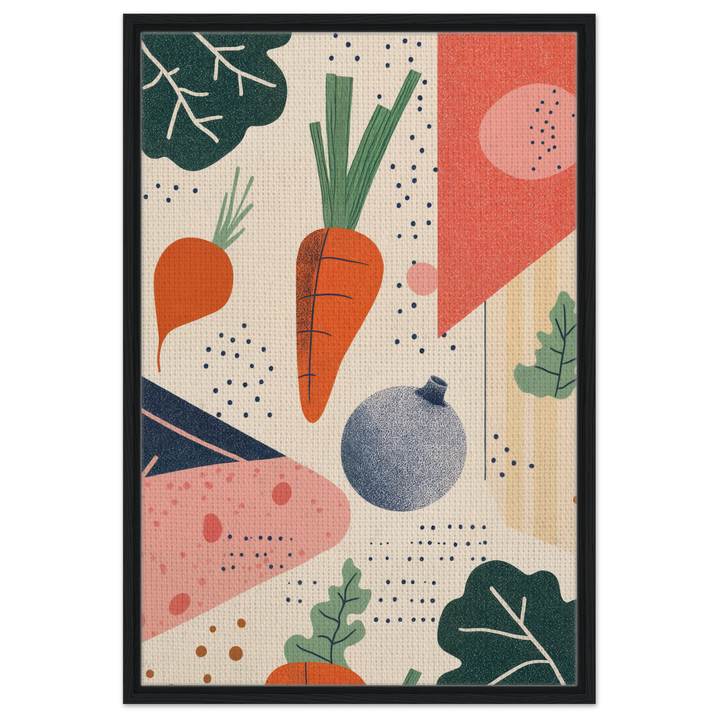 Colorful abstract vegetables and geometric shapes in Cosmic Carrot Cosmos room decor