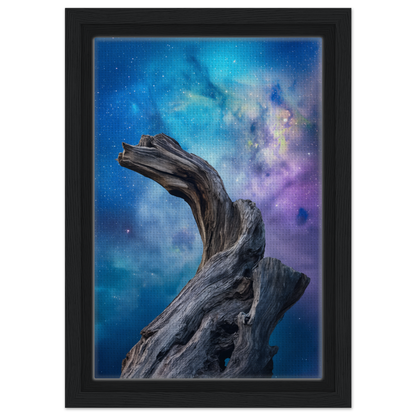 Twisted driftwood against a cosmic backdrop for Cosmic Drift Union room decor