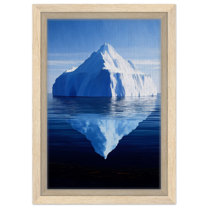 Iceberg with triangular peak reflected in calm water on Crystalline Lull framed canvas art