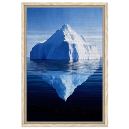 Majestic iceberg reflected in calm blue waters, ideal for Crystalline Lull framed canvas art