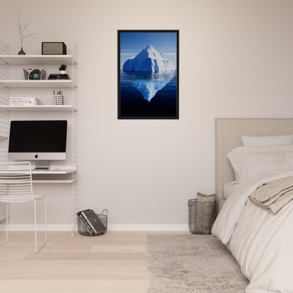 Framed canvas print of an iceberg reflecting in calm water, Crystalline Lull collection