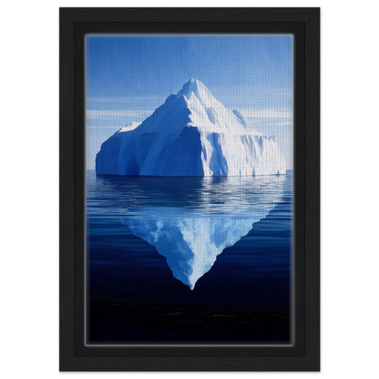 Iceberg with pointed peak reflecting in calm water for Crystalline Lull framed canvas art