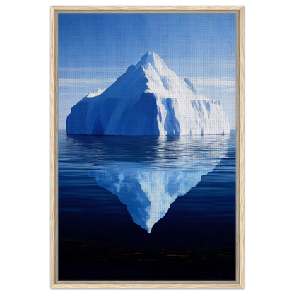 Iceberg with triangular peak reflected in blue water, framed canvas art Crystalline Lull