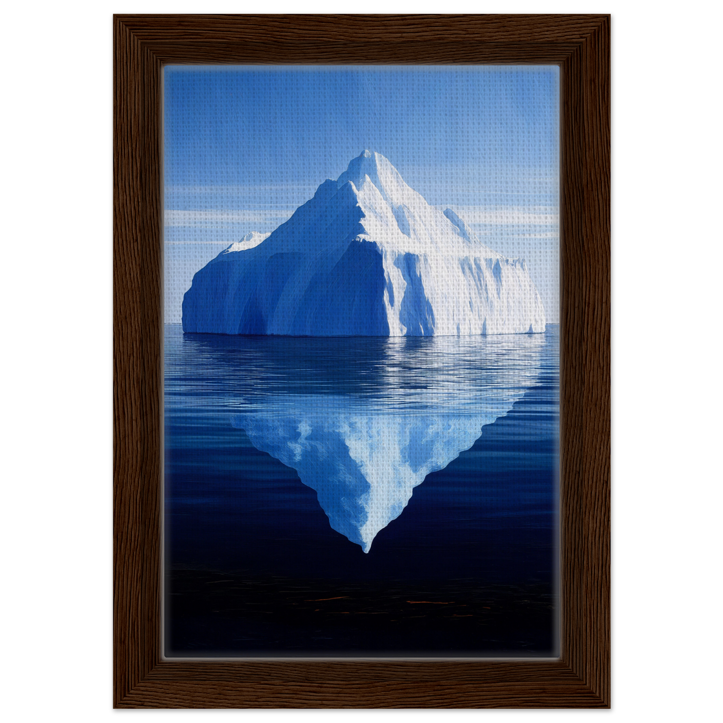 Triangular-peak iceberg reflected in calm water, perfect for Crystalline Lull framed canvas art