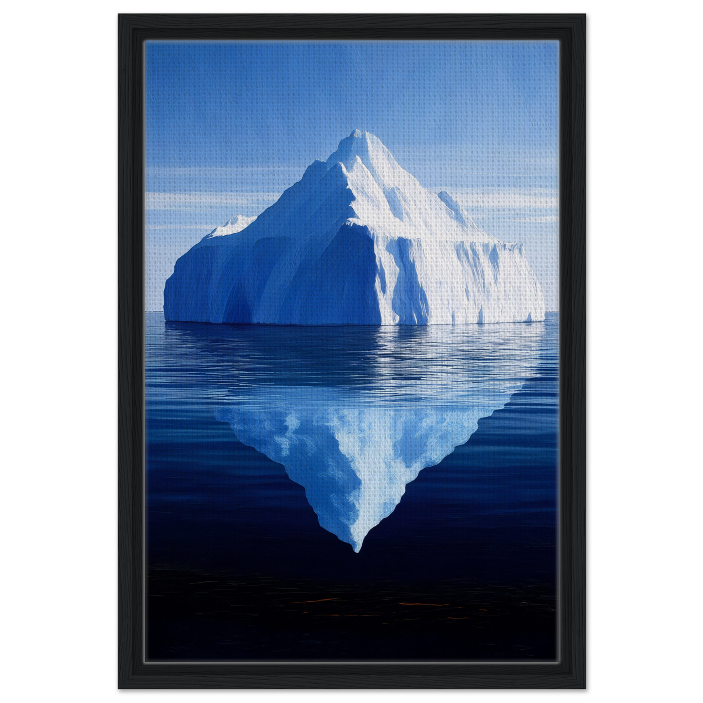 Iceberg with a peak reflecting in water for Crystalline Lull framed canvas art decor