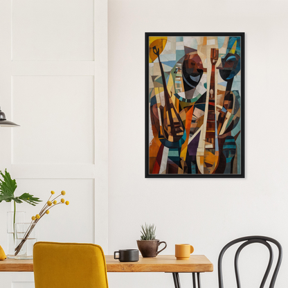 Abstract painting in Cubist style with warm colors, ideal for Cubist Melodies Ignite room decor