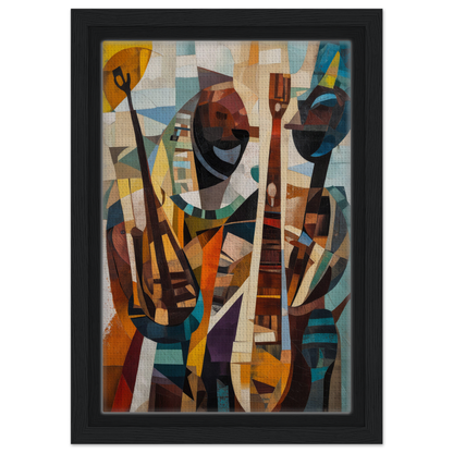 Abstract cubist painting of human figures with tools for Cubist Melodies Ignite room decor