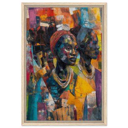 Vibrant abstract portrait of person in headwrap, part of Cubist Souls Dance collection