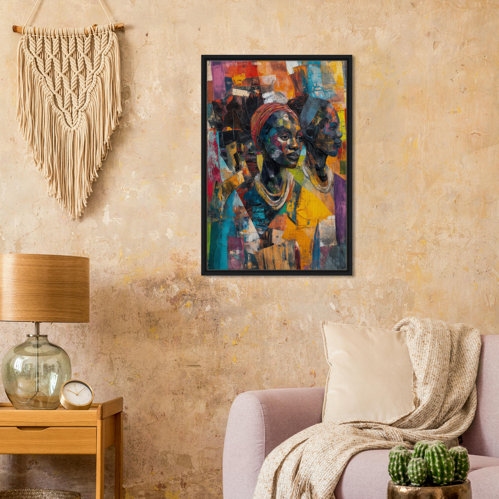 Vibrant portrait painting featuring bold brushstrokes from Cubist Souls Dance