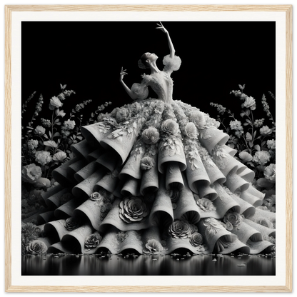 Dancer in a floral gown strikes a pose from Baroque Blossom Ballet framed poster art