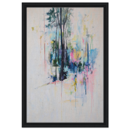 Abstract watercolor painting of trees with colorful splashes for Dancing Quiet Spring room decor