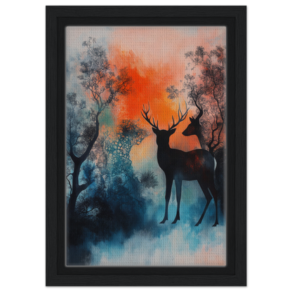 Silhouette of a deer in a colorful misty forest for Deer Luminance Waltz product