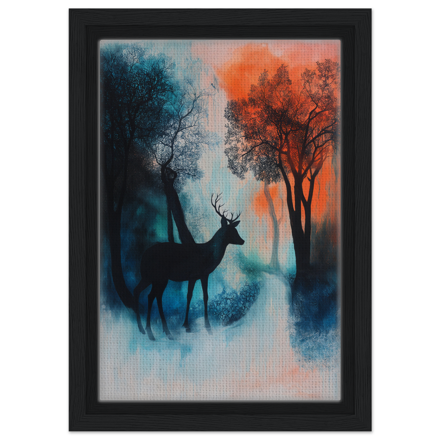 Silhouette of a deer in misty forest for Deer’s Twilight Euphoria room decor