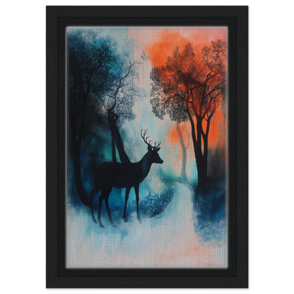 Silhouette of a deer in misty forest for Deer’s Twilight Euphoria room decor