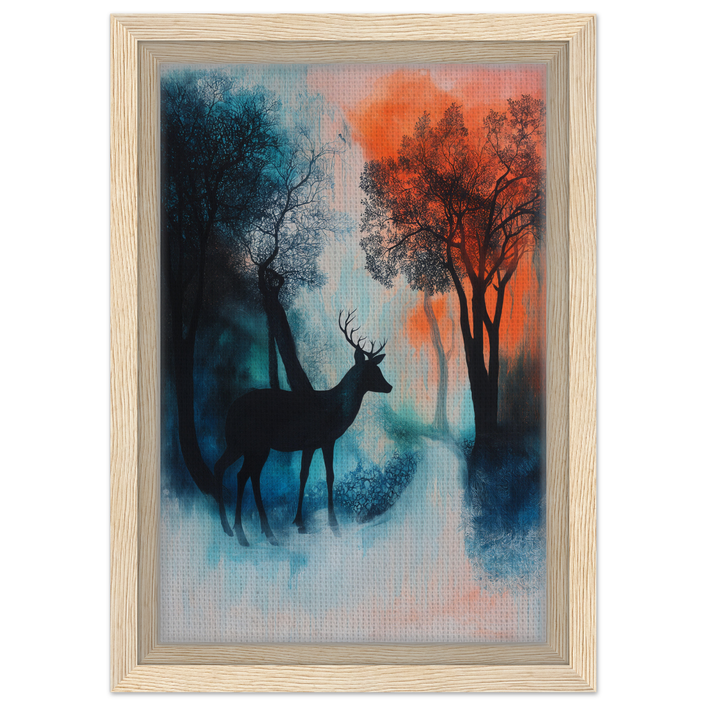 Silhouette of a deer in a misty forest, perfect for deer’s twilight euphoria room decor