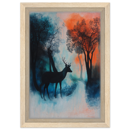 Silhouette of a deer in a misty forest, perfect for deer’s twilight euphoria room decor