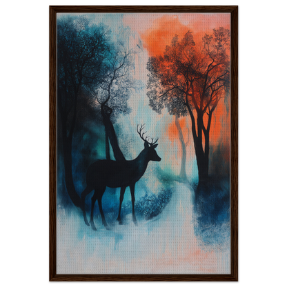 Silhouette of a deer in misty forest, perfect for Deer’s Twilight Euphoria room decor