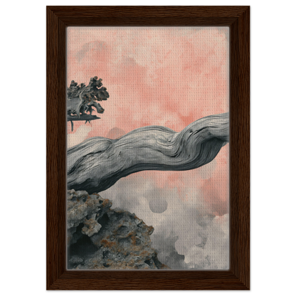 Curved gnarled branch over a misty landscape in Delicate Drift Reverie room decor