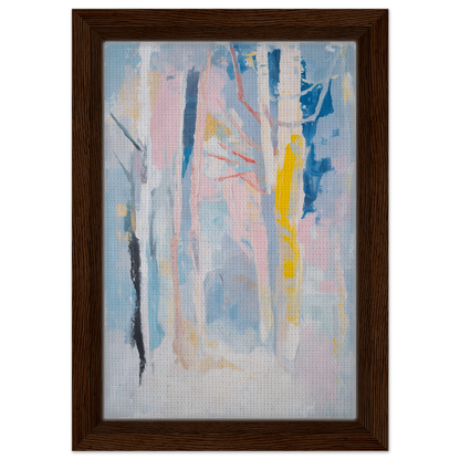 Abstract painting in Delirious Canopy Solitude framed in wood, ideal for room decor