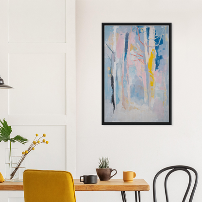 Abstract painting in pastel colors with vertical brushstrokes for Delirious Canopy Solitude room decor