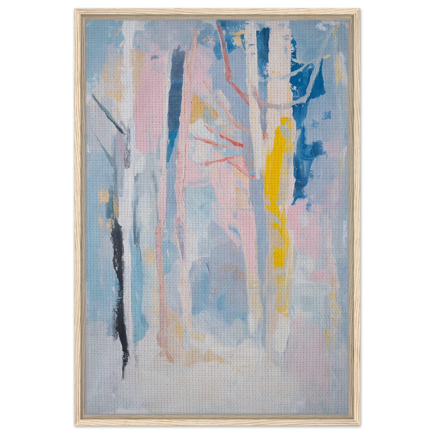 Abstract painting in pastel hues featured in Delirious Canopy Solitude framed canvas print