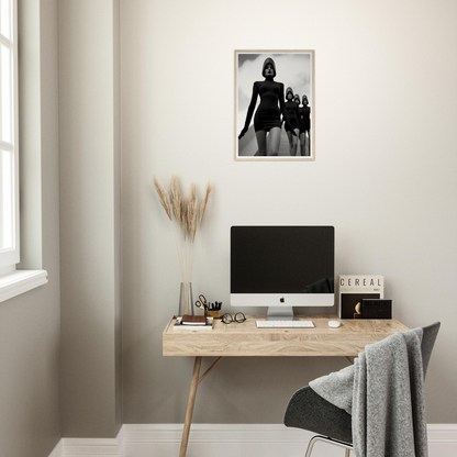 A desk with a computer and a chair