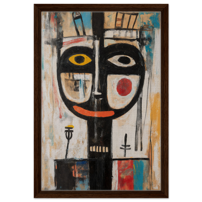 Abstract painting of a stylized face, enhancing room decor with chromatic souls and visual delight