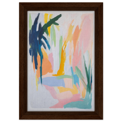 Abstract painting in bold hues, exclusive framed canvas named Dream Dances Midnight