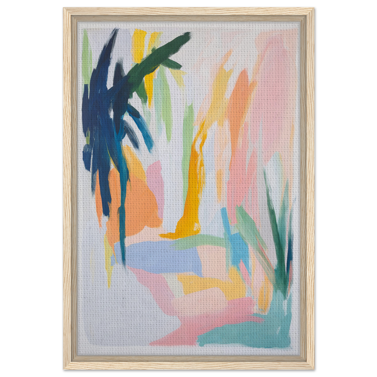 Abstract painting with colorful brushstrokes in Dream Dances Midnight exclusive framed canvas