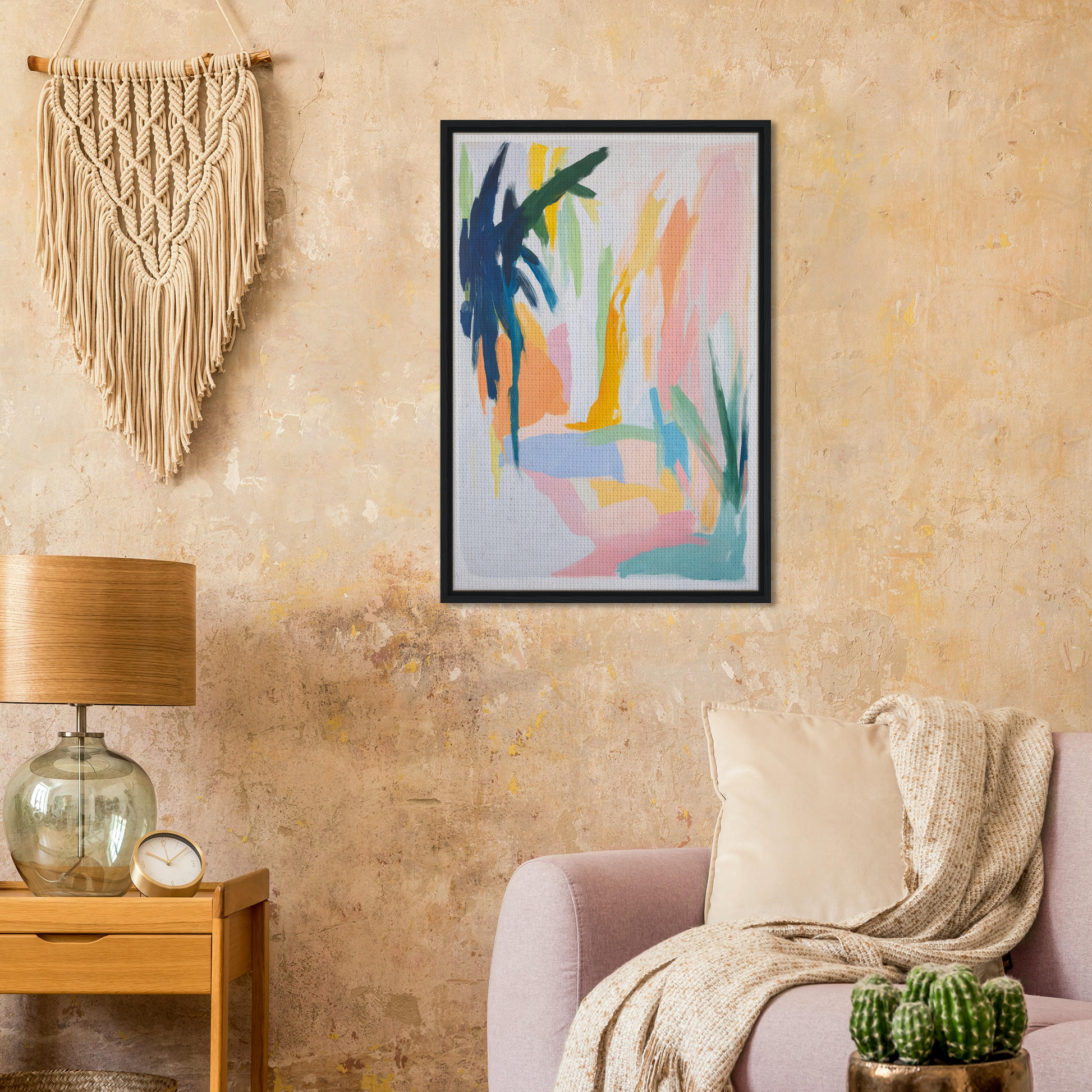 Framed abstract painting with pastel colors for exclusive Dream Dances Midnight room decor