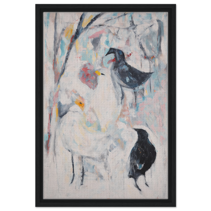 Abstract painting of birds in soft colors, featured in Dreamflight Abstractions room decor