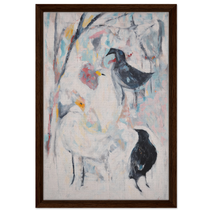 Abstract painting of birds in muted colors for Dreamflight Abstractions room decor