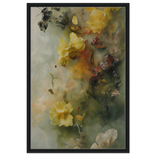 Abstract floral painting in soft yellow and green, part of Dreaming Nature Kinesis room decor