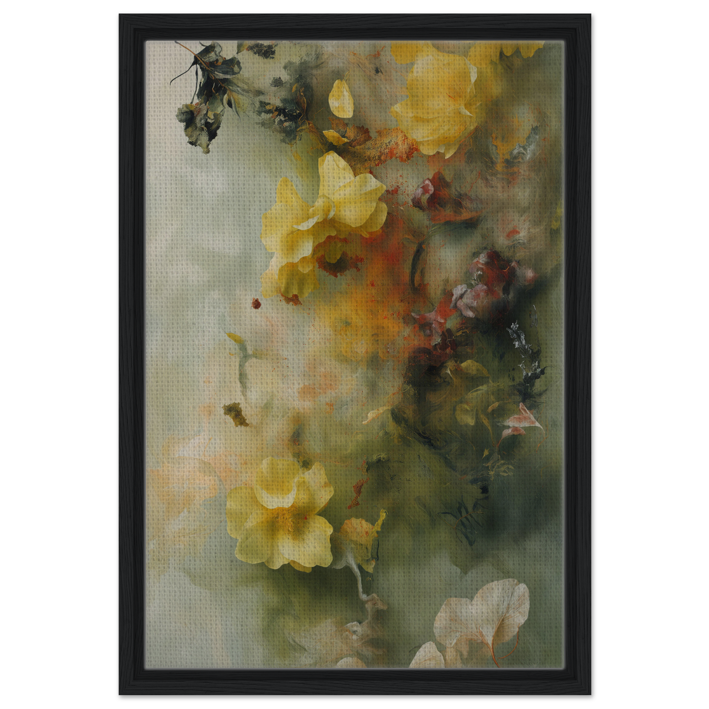 Abstract floral painting with soft yellow blooms, ideal for Dreaming Nature Kinesis room decor